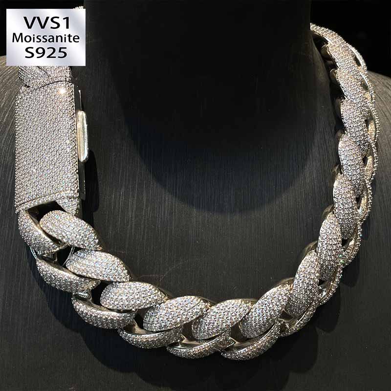 22mm Moissanite Four-Row Bubble Cuban Chain