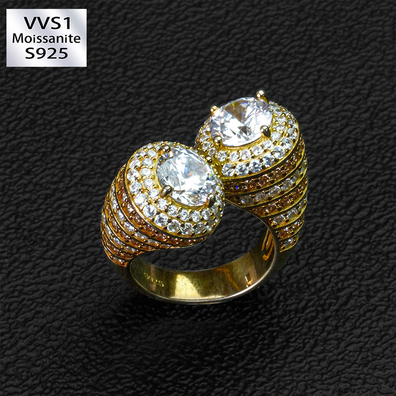 Moissanite Crossed Cylinder Ring