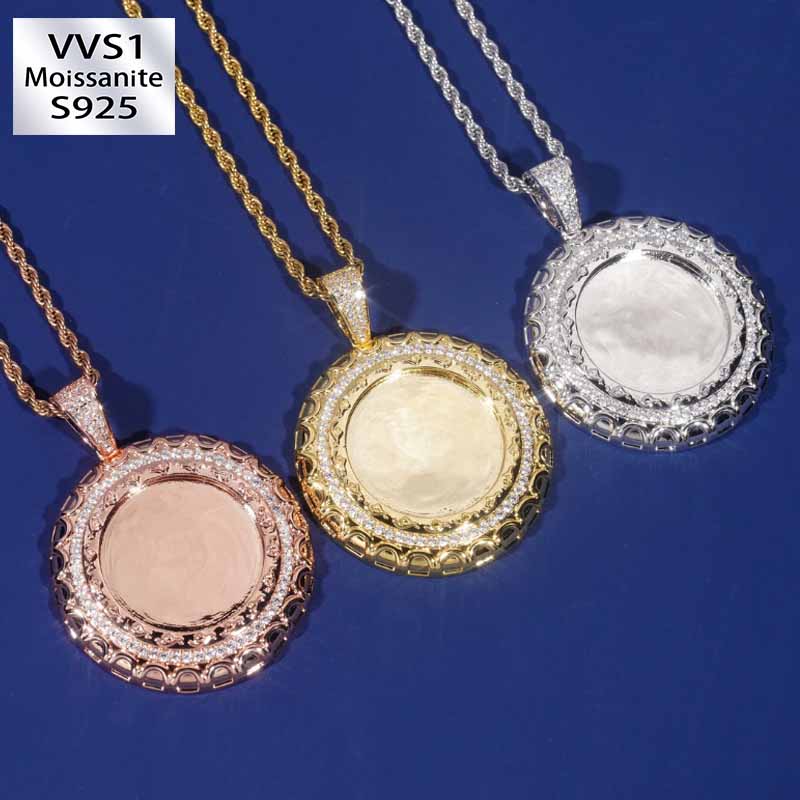 Moissanite Disc Custom Photo Commemorative Pendant
