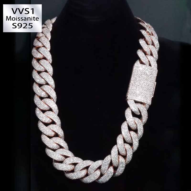 20mm S925 Moissanite Paisley Cuban Chain