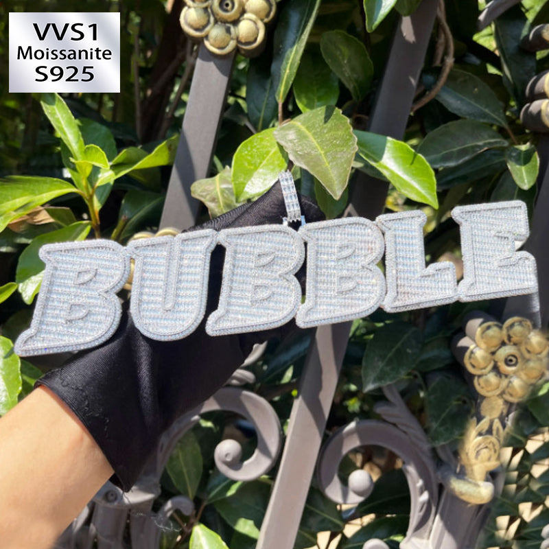 Moissanite Custom Baguette Lettering Pendant