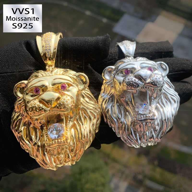 Moissanite Polished Lion Pendant