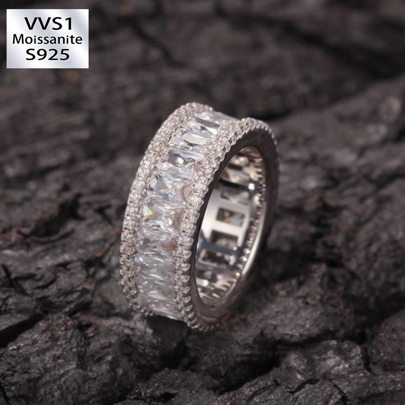 Moissanite Hip Hop Rectangular Full Diamond Ring