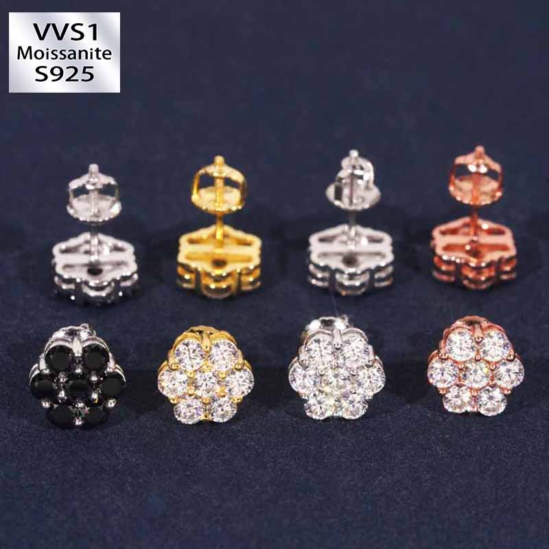 9mm Moissanite Flower Earrings