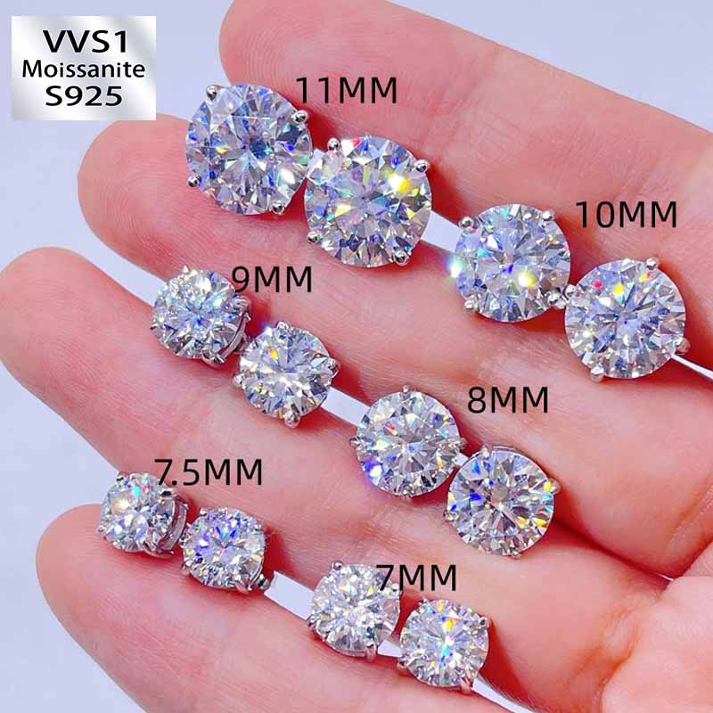 S925 Moissanite Multi-Size Classic Hip-Hop Earrings