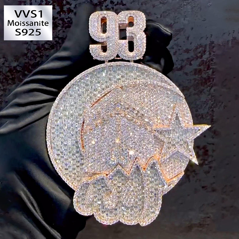 Custom Moissanite ALLAH Number 3D Pendant Smaller Version（In stock）