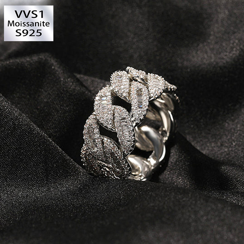 12mm Ice Out Moissanite Cuban Ring