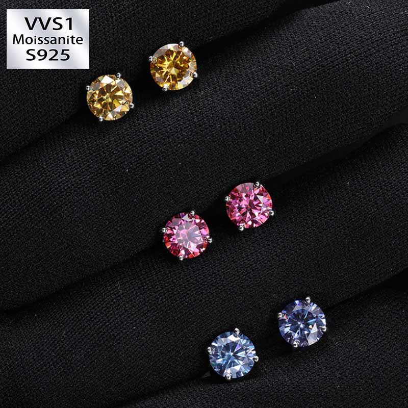 S925 Silver 1 Carat Moissanite Earrings
