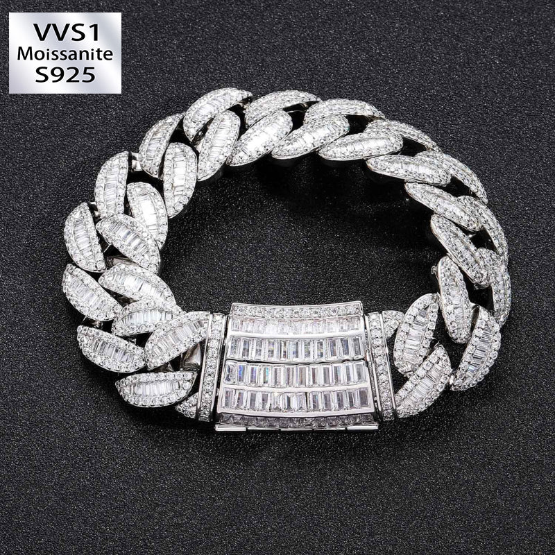 20mm T Square Ice Out Diamond Cuban Bracelet