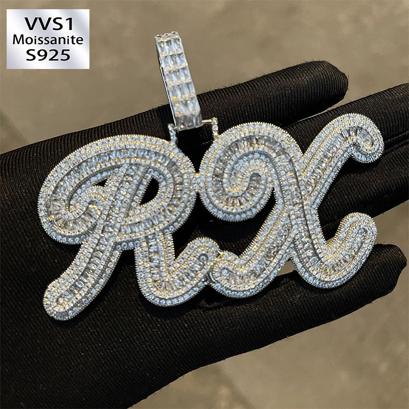 Moissanite Elegant Lettering Custom Pendant