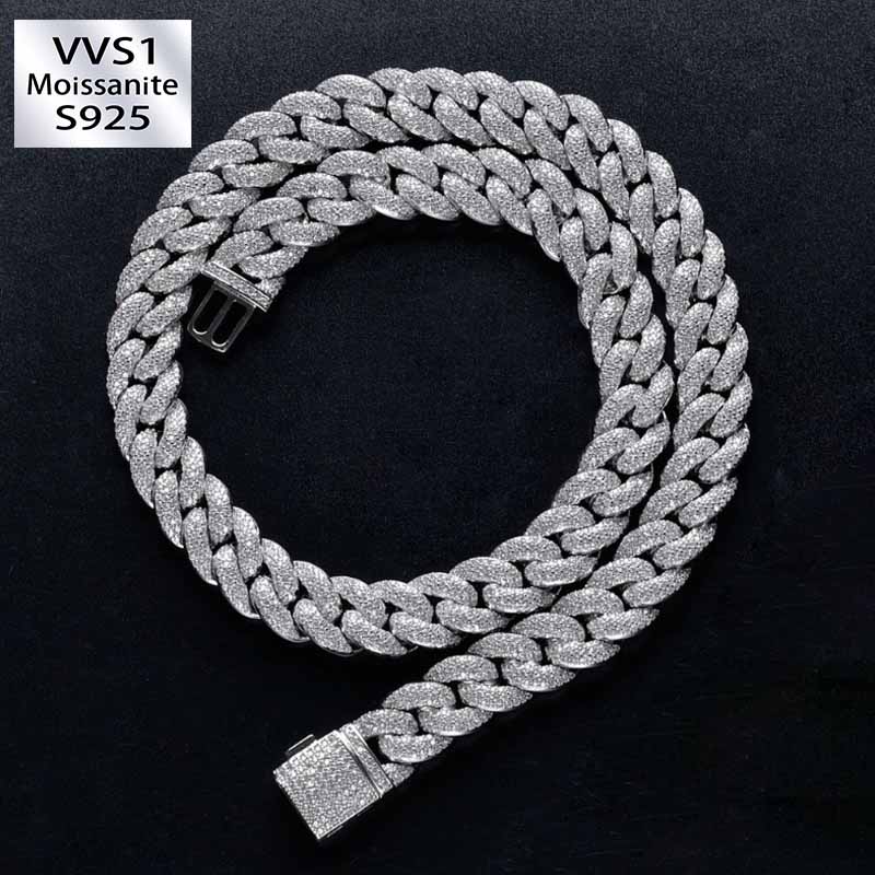 14mm Moissanite Miami Style Cuban Chain