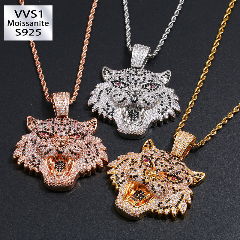 Morganite Hip Hop Leopard Head Pendant