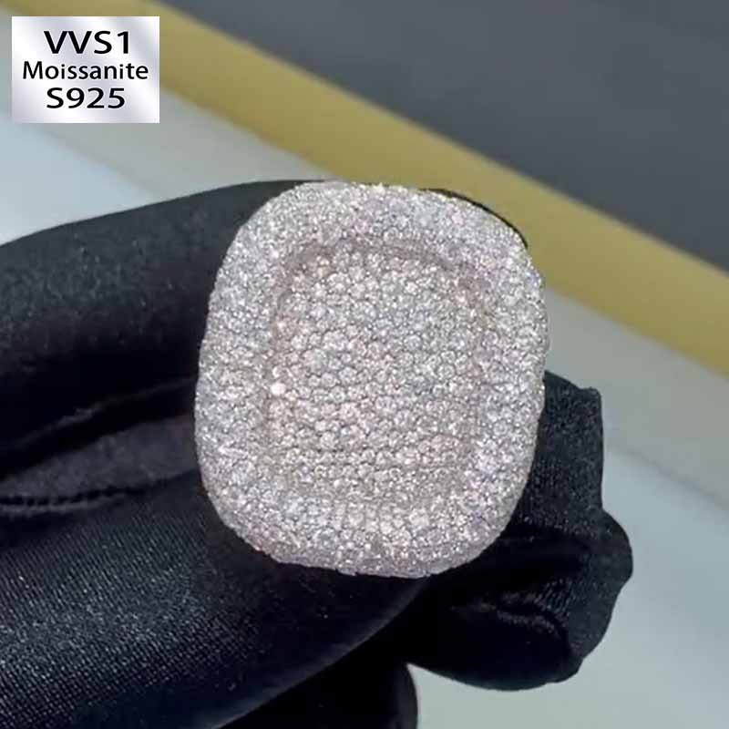 S925 Moissanite Square Full Diamond Ring