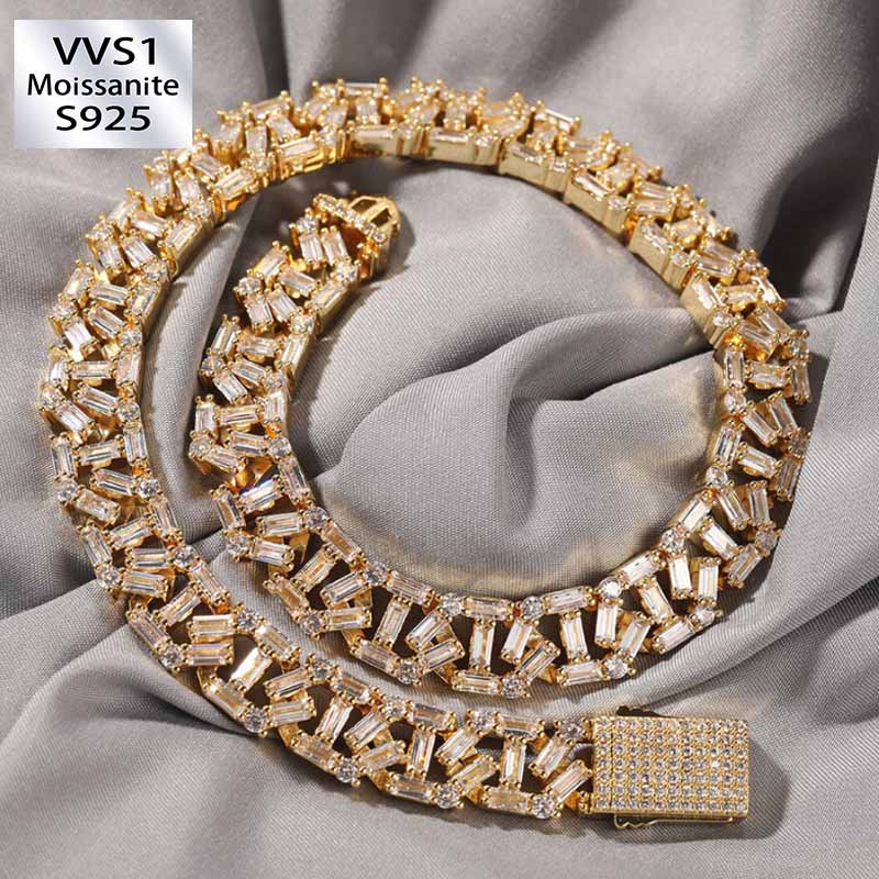 12mm Moissanite Hip-Hop Three-Dimensional Cuban Chain