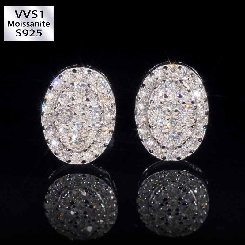 Moissanite Hip Hop Oval Earrings
