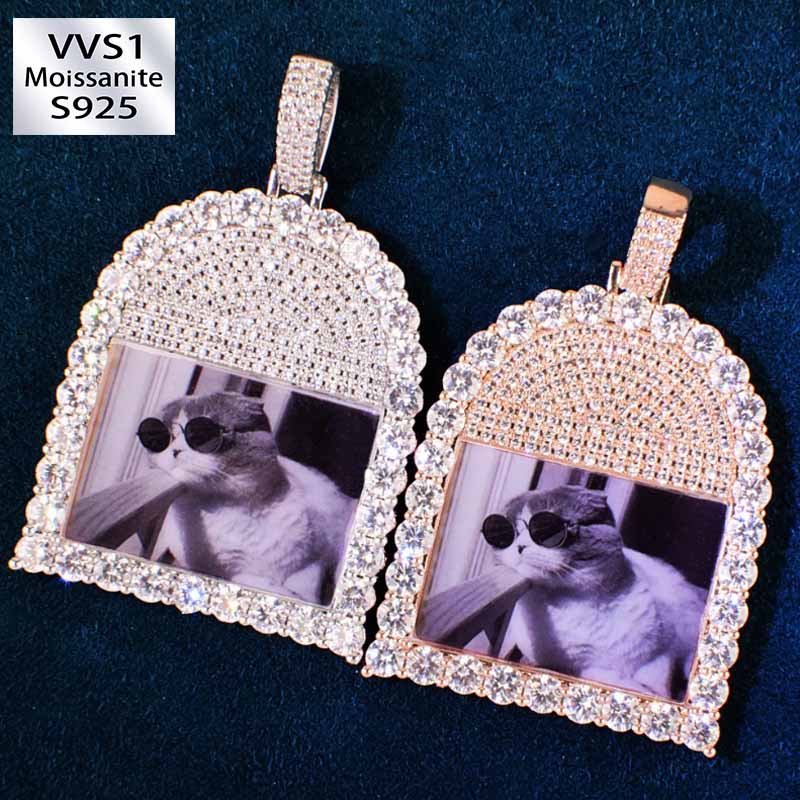 Moissanite Round Window Photo Custom Pendant