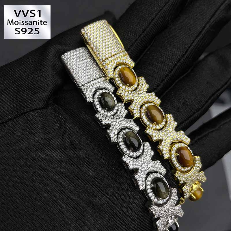 Moissanite Tiger Eye Bracelet