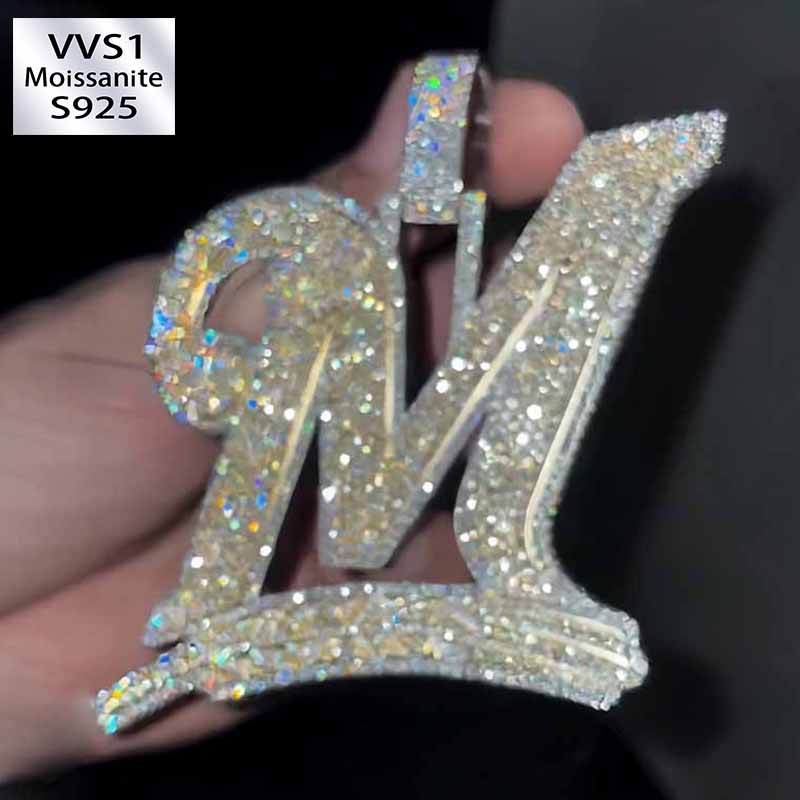 Moissanite Letter Wheat Ear Design Pendant