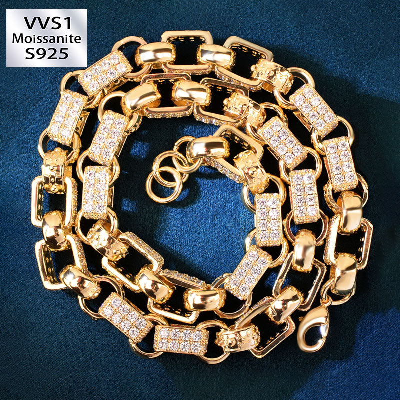 14mm Moissanite Diamond Hollow Cross Chain