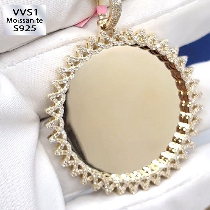 Moissanite Triangle Cross Design Photo Custom Pendant