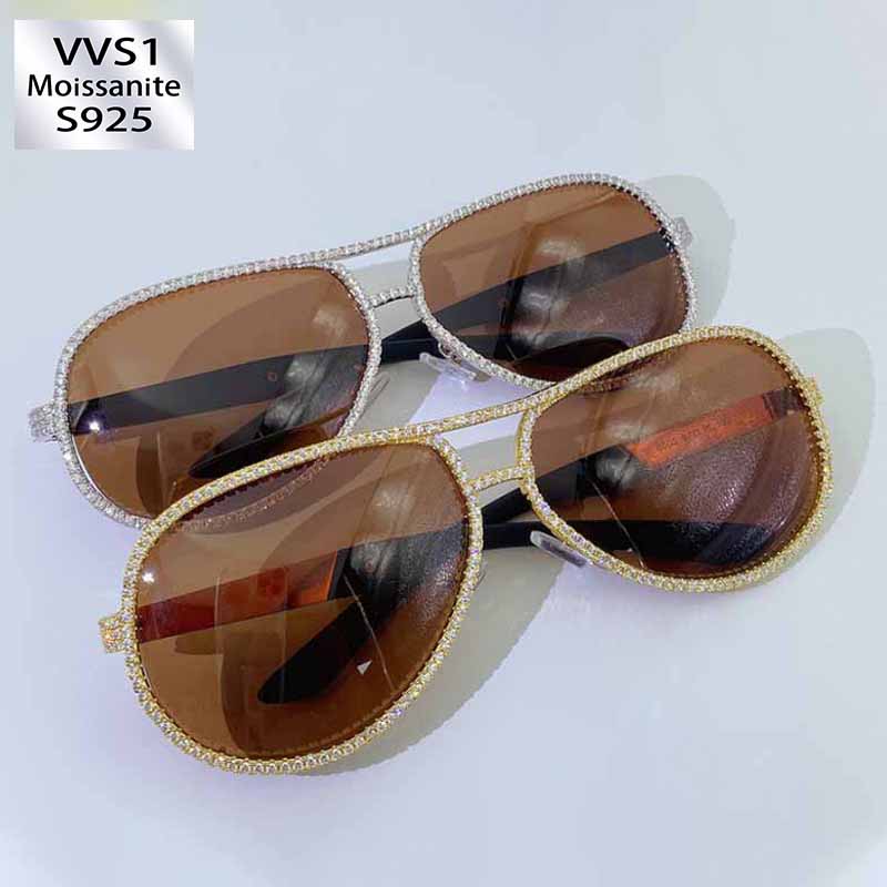 Moissanite Hip-Hop Brown Sunglasses