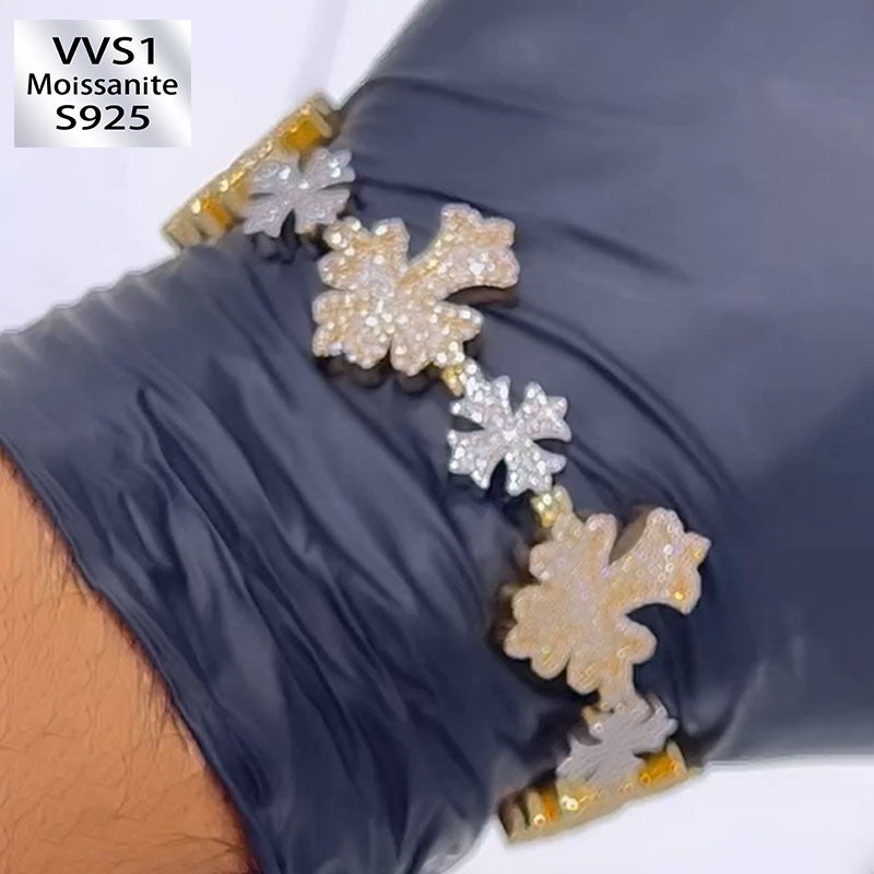 Moissanite Snowflake Creative Cross Bracelet