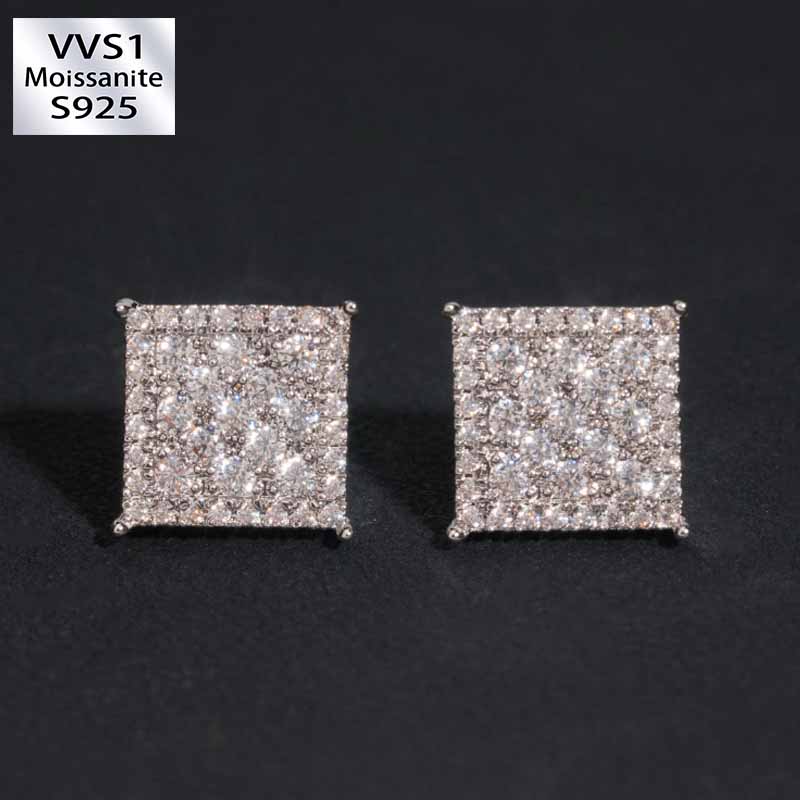 Moissanite Princess Square Earrings