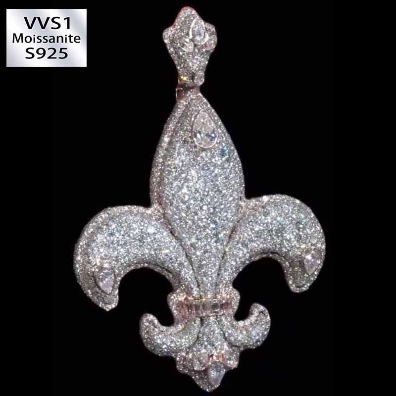 S925 Moissanite Hip Hop Exquisite Iris Pendant