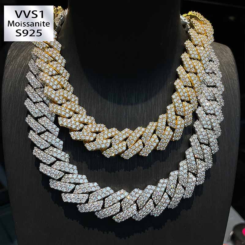 20mm Moissanite Hip Hop Two-Row Rhombus Cuban Chain