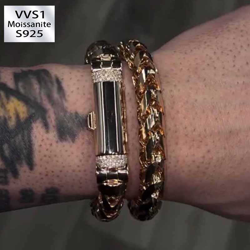 10mm Franco Custom Lock Moissanite Bracelet