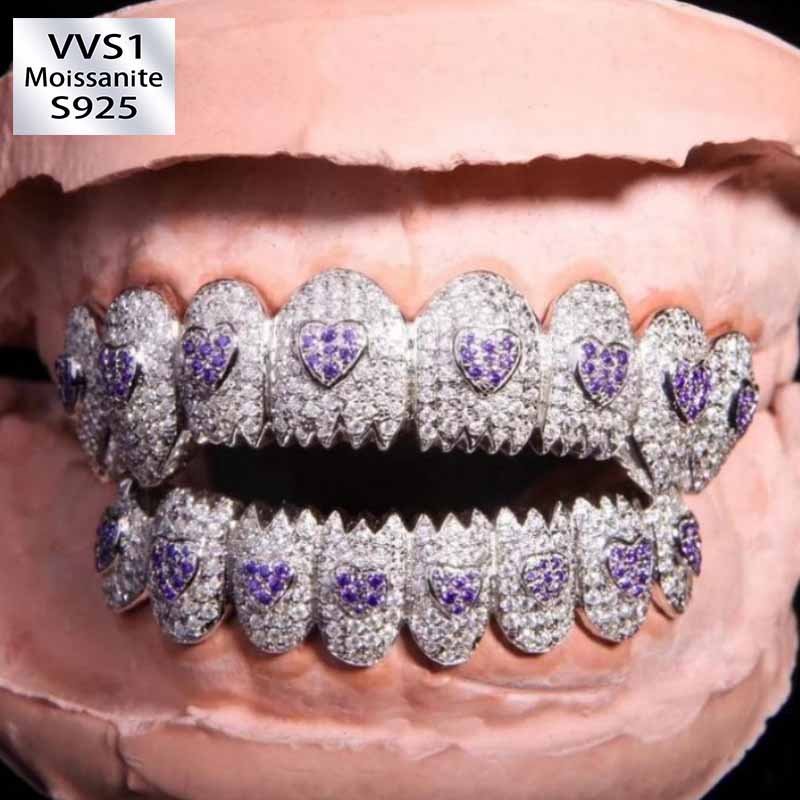 Moissanite Hip Hop Love Eight-tooth Grillz