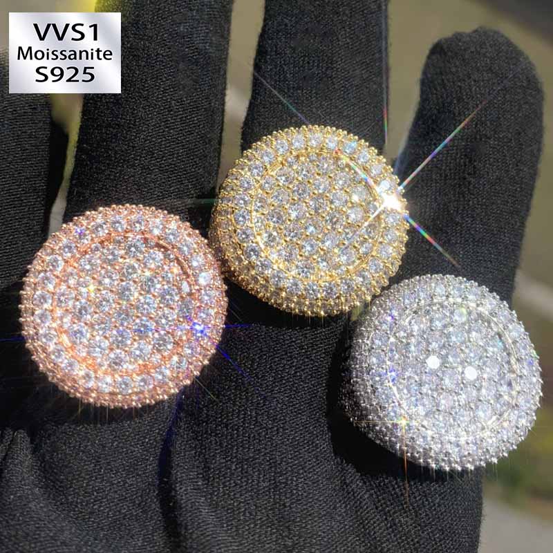 Moissanite Hip Hop Round Ring