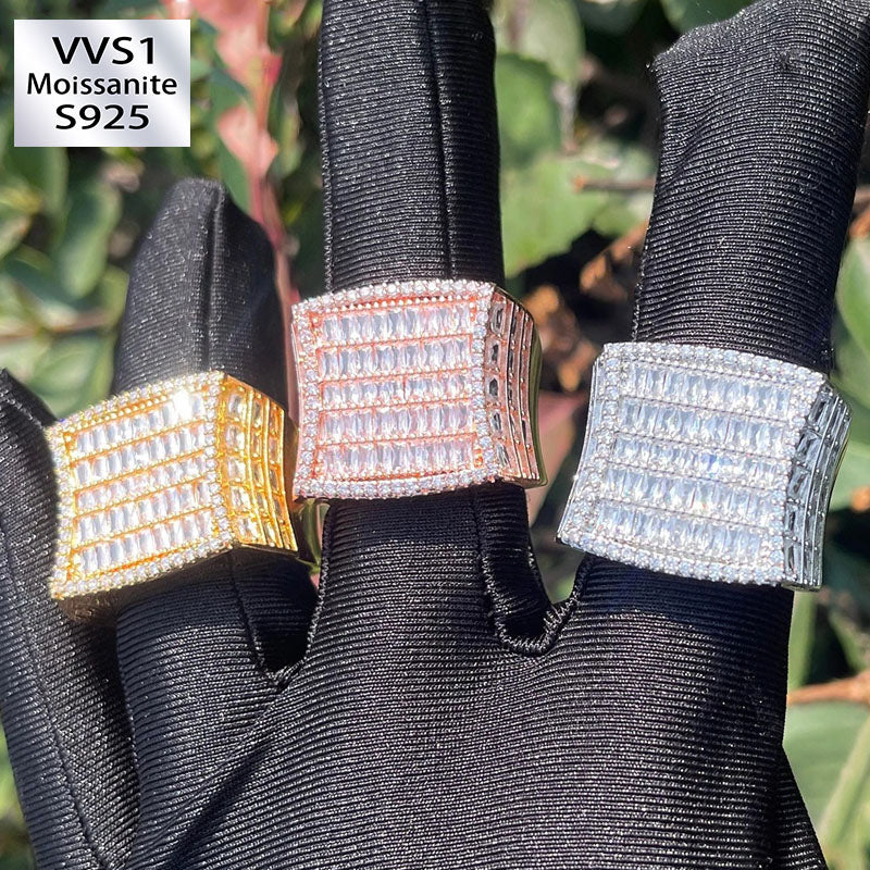 Moissanite Square Trapezoidal Diamond Ring