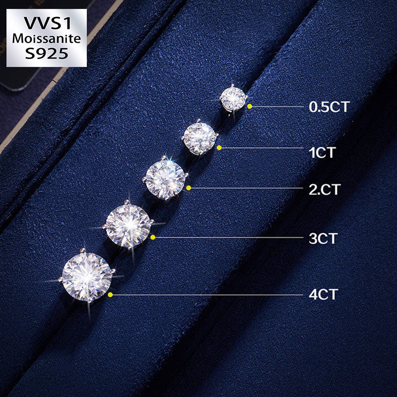 0.5Ct/1Ct/2Ct/3Ct/4Ct/5Ct Moissanite Briliant Round Cut Stud Earrings in S925 Silver