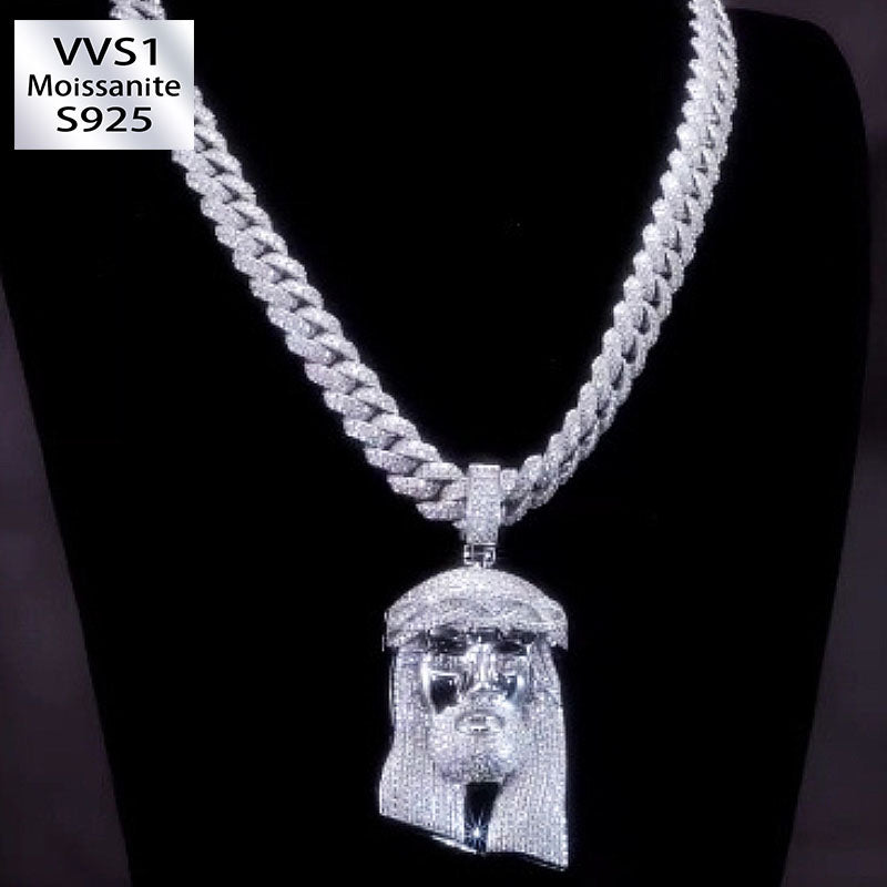 Moissanite Jesus Figure Pendant Set