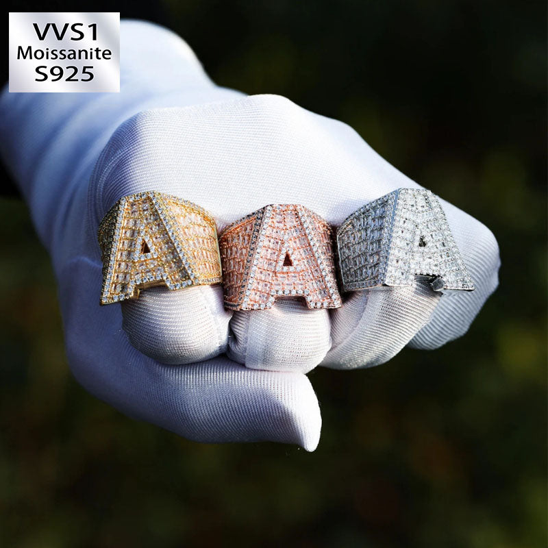 Moissanite Custom Letter Ring（Only one letter can be customized）