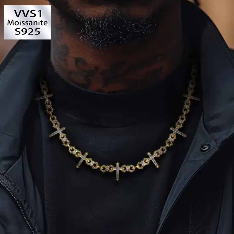 Moissanite Hip Hop Thorn Cross Chain