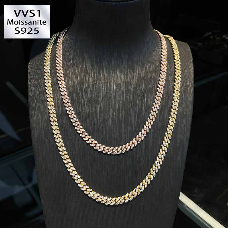 6mm Single Row Moissanite Hip Hop Cuban Link Chain