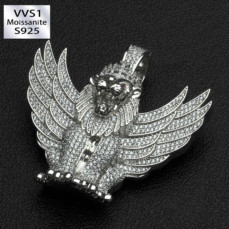 Hip Hop Winged Lion Moissanite Pendant