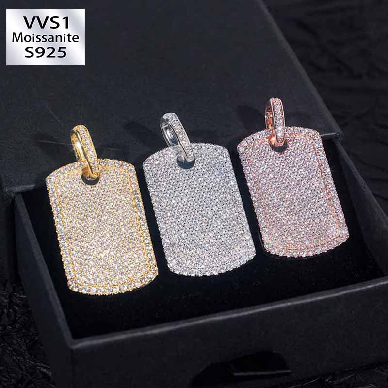 Moissanite Hip Hop Rectangular Pendant