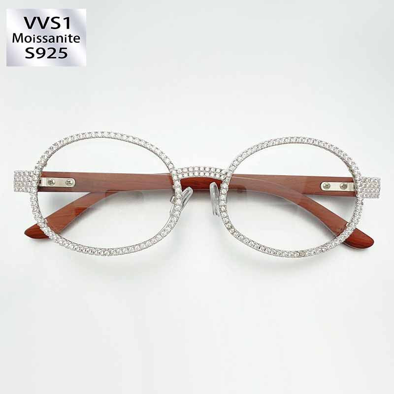 Moissanite Fashion Trend Wooden Temple Glasses