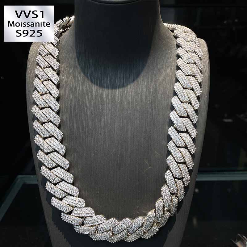 25mm Hip Hop Moissanite Rhombus Cuban Chain