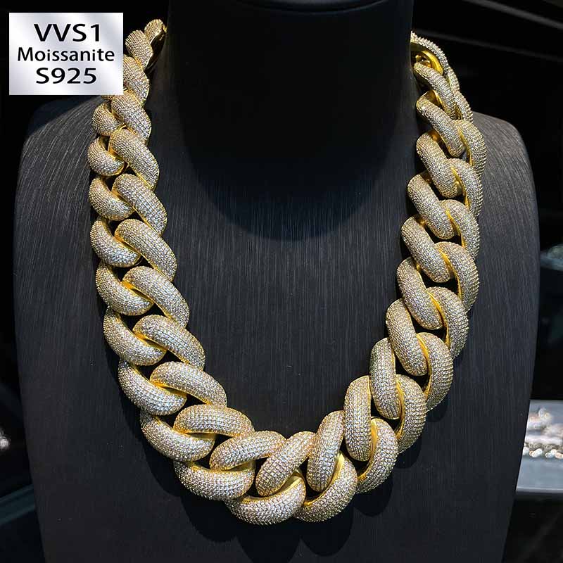 25mm Moissanite Hip-Hop Full-Diamond Cuban Chain