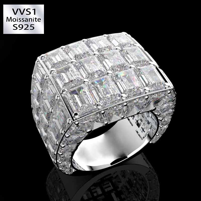Asscher Cut Men's Chandelier Moissanite Ring