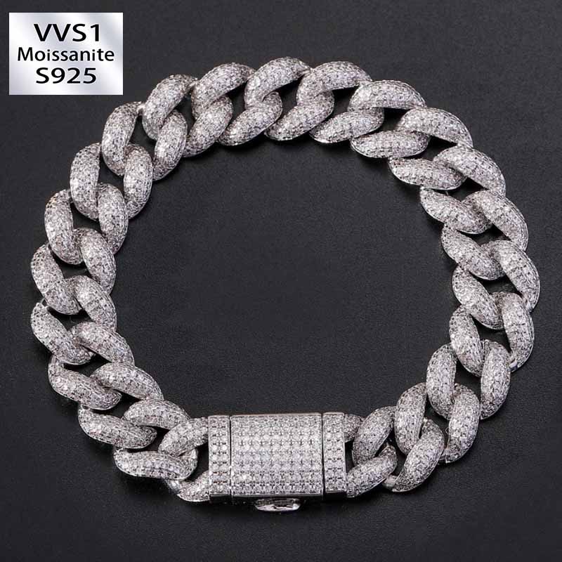 12mm Moissanite Bubble Micro inlay Cuban Bracelet
