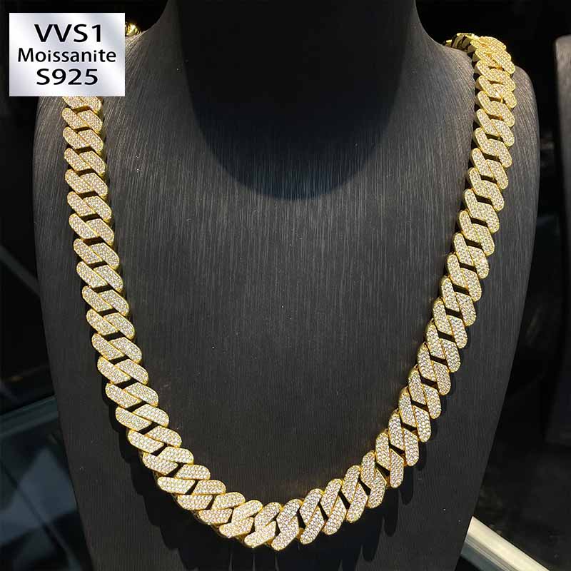 14mm Moissanite Rhombus Cuban Chain