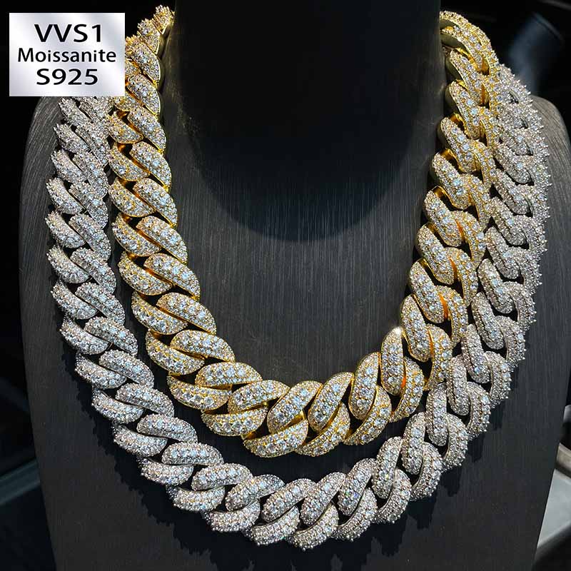 18mm/20mm/25mm Moissanite Hip-Hop Bubble Cuban Chain