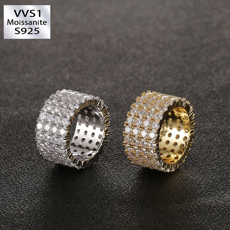 Moissanite Four Row Diamond Luxury Ring