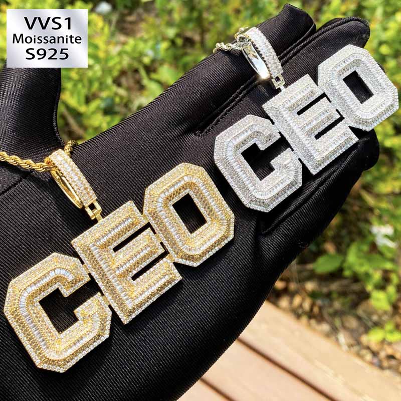 Moissanite Hip Hop CEO Letter Pendant