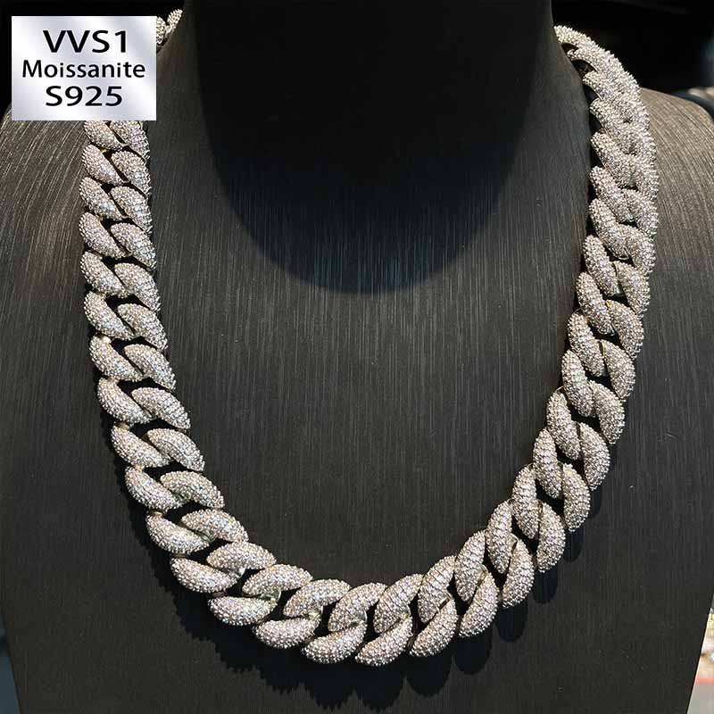 15mm Moissanite Hip Hop Bubble Cuban Chain